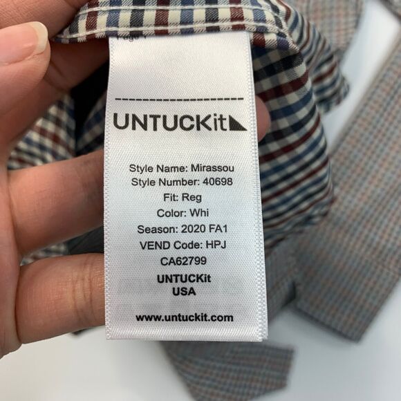 Untuckit Mirassou Dress Shirt Mens M Medium Button Up Multi Gingham Checkered - Picture 8 of 11